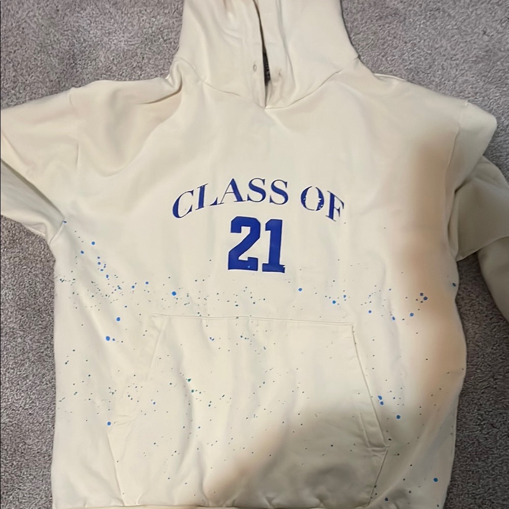 Cream and Blue Sleeveless Sweater with Sparkly Embellishments